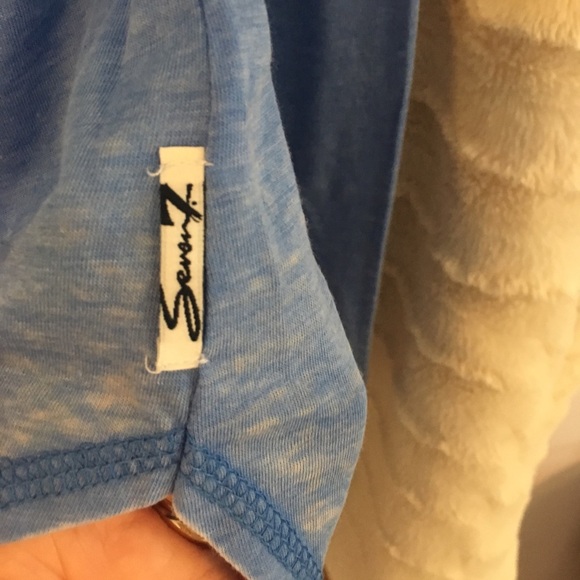 Seven 7 Beaded Burnout Top Sheer Long Sleeved Gauzy Blue Small Sequins Fairycore - Picture 5 of 8